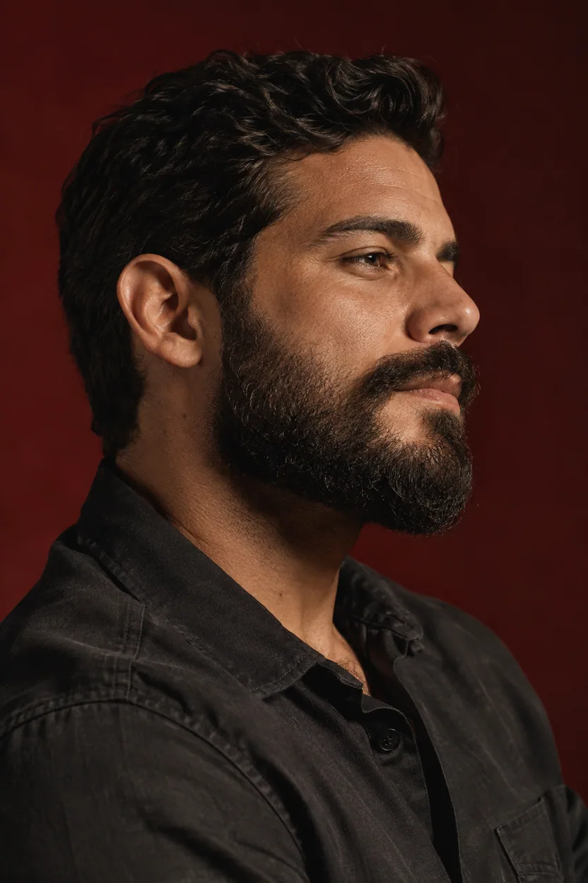 Linhas da barba. Cena ilustrativa para Ofício Barbearia.